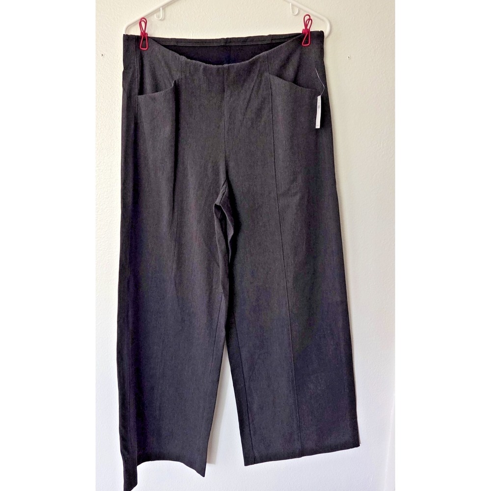Old Navy Womens Pants XL Dark Heather Gray High Rise Wide Leg Bi-Stretch NWT
